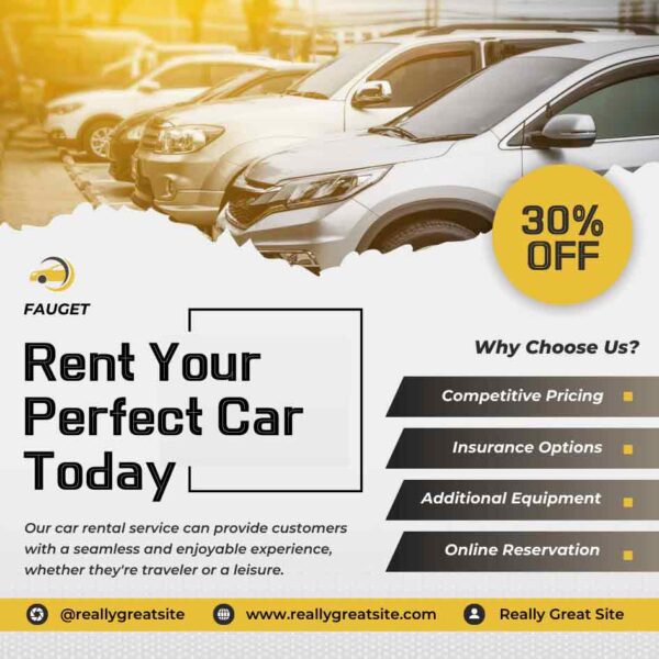 Social media post design for texi or car rental services